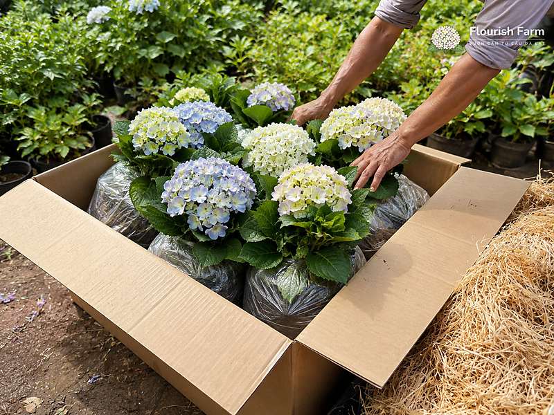 Giá cẩm tú cầu thay đổi theo số lượng mua, giai đoạn nụ hoa và yêu cầu chọn đồng đều cho từng lô.
