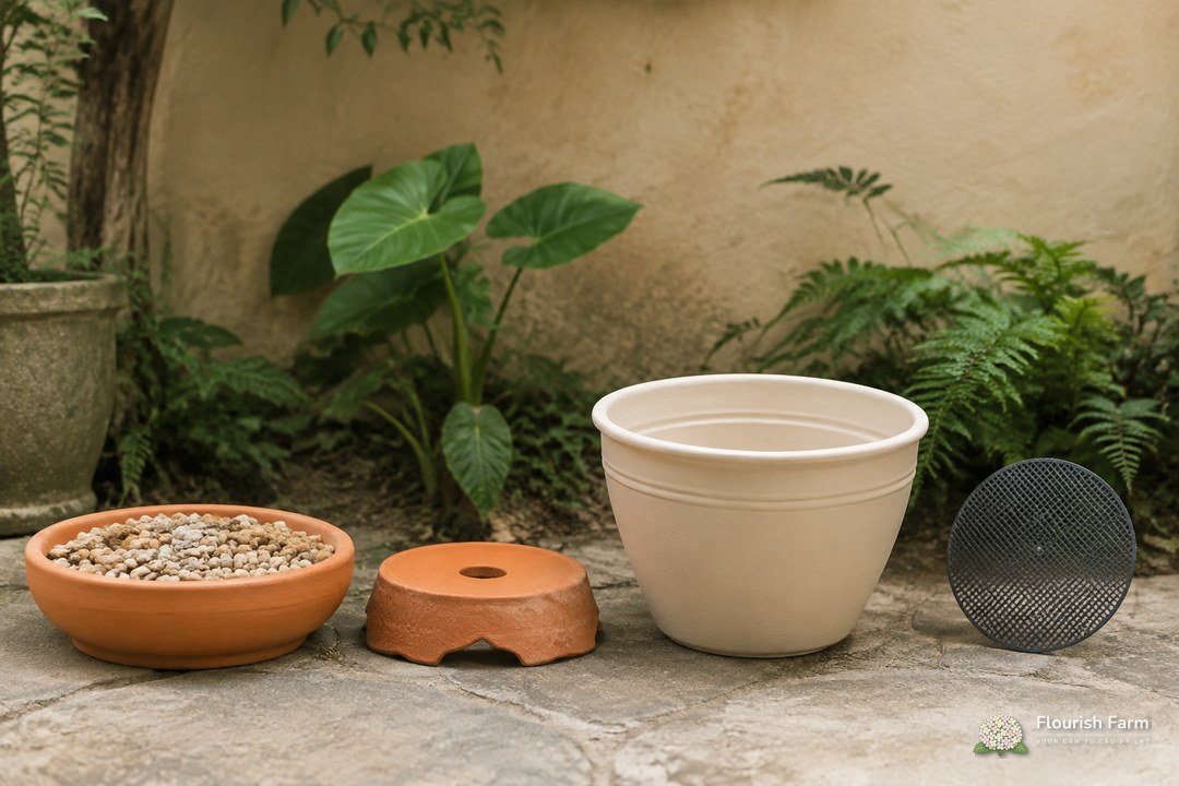 các vật dụng có thể liên quan đến đáy chậu nhưng không làm cùng một việc