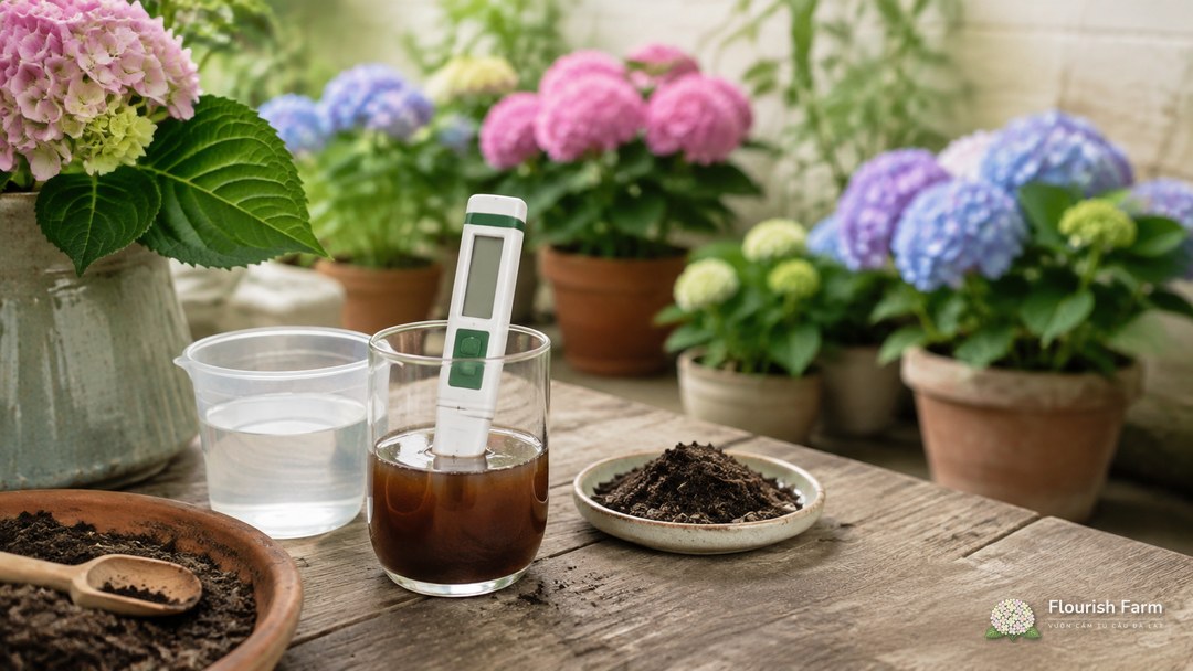 bút đo và dịch chiết được chuẩn bị trên bàn kiểm mẫu