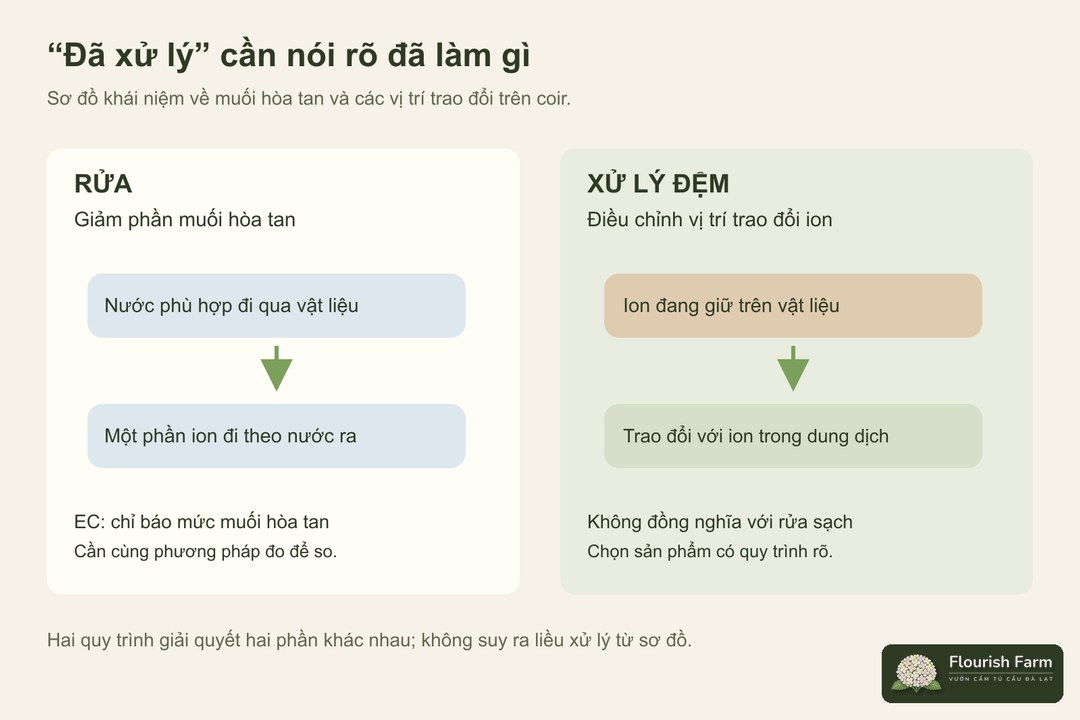 sơ đồ phân biệt rửa muối hòa tan và xử lý vị trí trao đổi ion